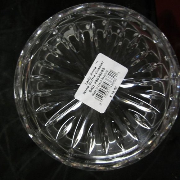 VINTAGE 99 GORHAM LEAD CRYSTAL LADY ANNE WINE BOTTLE COASTER, MADE IN CZECH REPU - Picture 7 of 8